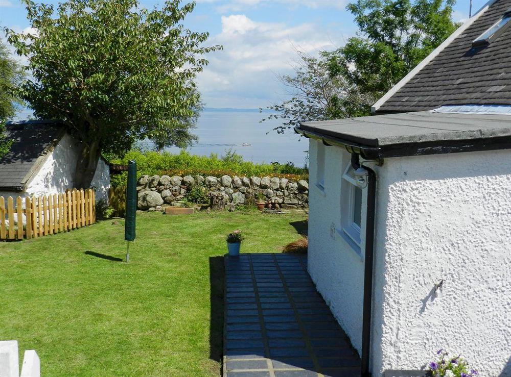 Stunning views across the Firth of Clyde from the garden at Seaview in Corrie, Isle of Arran, Scotland
