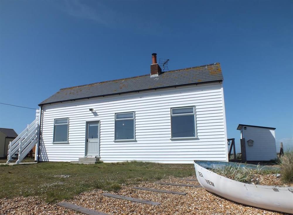 Outside the cottage at Seaview, Dungeness, Kent