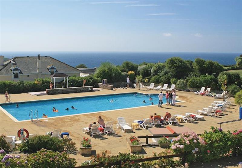 Outdoor pool at Seaview Gorran Haven in Boswinger, South Cornwall