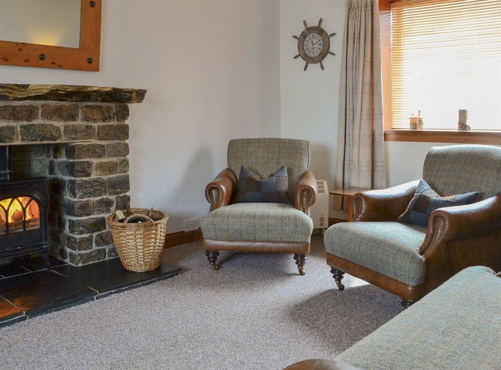Delightful living room with wood burner at Seaview Terrace in St Abbs, near Eyemouth, Berwickshire