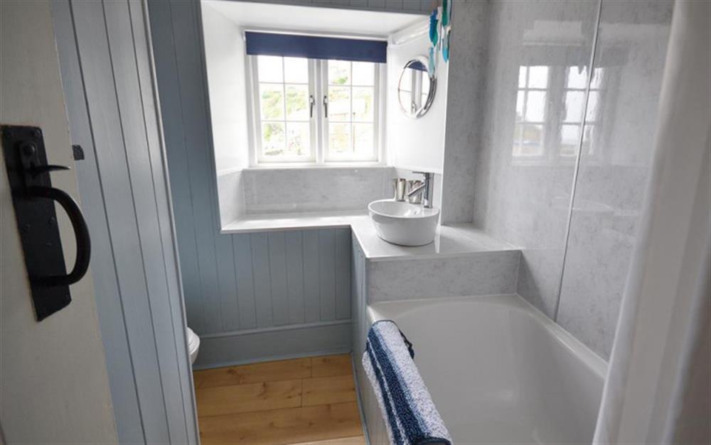 With a shower over the bath at Seawinds in Polperro