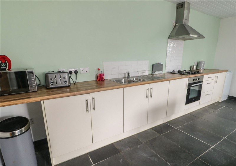 Kitchen at Seiriol Shepherds hut, Dothan near Rhosneigr