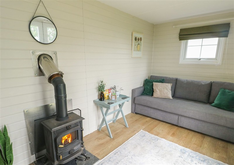 This is the living room at Seiriol Shepherds hut, Dothan near Rhosneigr