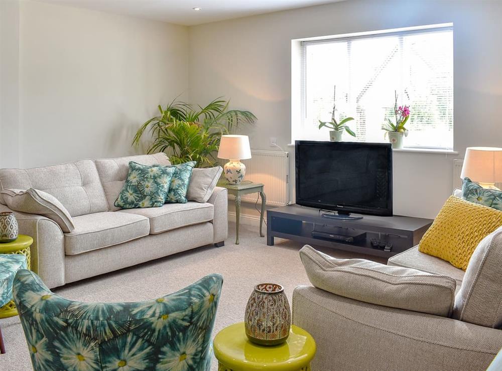 Light and airy living room at Serendipity in West Parley, near Bournemouth, Dorset