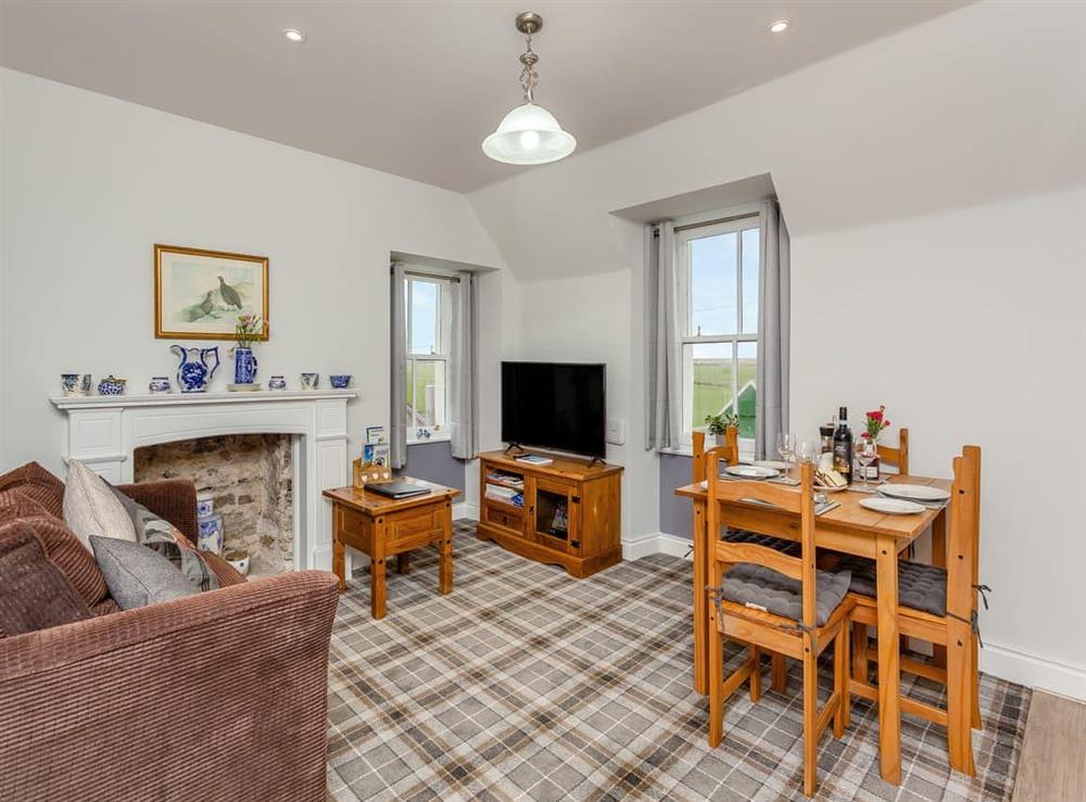 Open plan living space at Servants Quarters in Canisbay, Caithness
