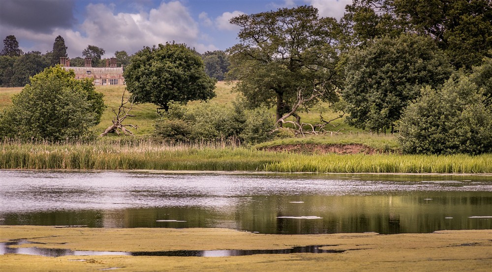 The lake on the Felbrigg Estate, with Felbrigg Hall in the background, Norfolk at Sexton's Lodge in Norwich, Norfolk