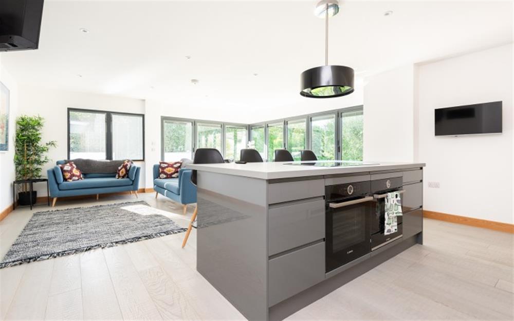 Open plan of kitchen, sitting and dining area  at Shearlangstone Barn in Kingston