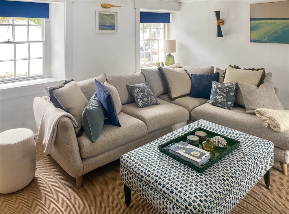 Living room at Shearwaters in St Mawes, Cornwall