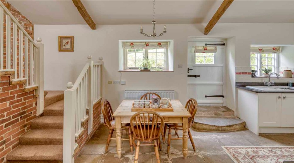 The kitchen diner at Shedbush Farm House in Nr Bridport, Dorset