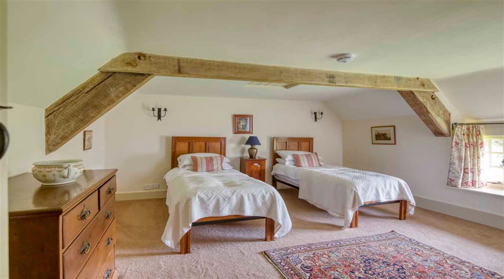 Twin bedroom at Shedbush Farm House in Nr Bridport, Dorset