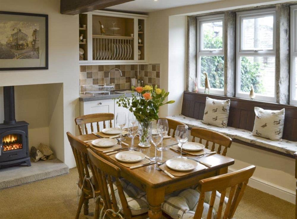 Stylish dining area within kitchen/diner at Shelduck Cottage in Holmfirth, West Yorkshire
