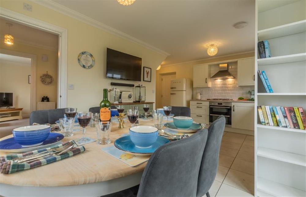 Ground floor: Views from the dining table to the kitchen and sitting room at Shellseekers, Snettisham near Kings Lynn