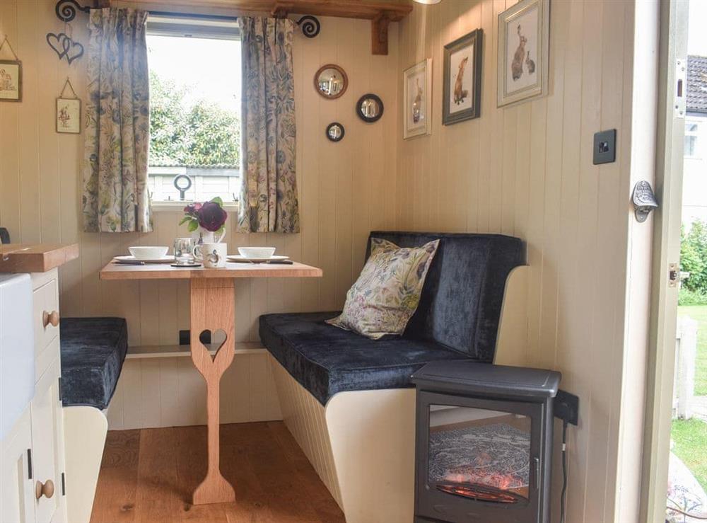 Open plan living space at Shepards Hut in Stroud, Gloucestershire