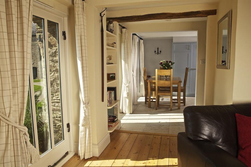 Sunny entrance with access to kitchen and sitting room at Shepherds Cottage in Goveton, Nr Kingsbridge