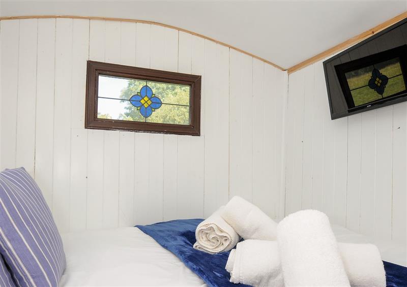 This is the bedroom at Shepherds Hut, Boconnoc near Lostwithiel