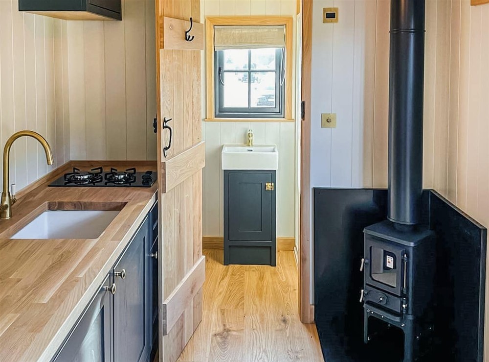 Open plan living space at Shepherds Hut in King’s Lynn, Norfolk