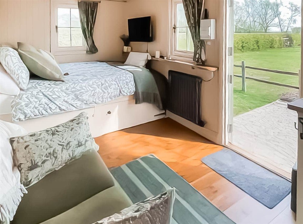 Open plan living space at Shepherds Hut in Laneham, Nottinghamshire