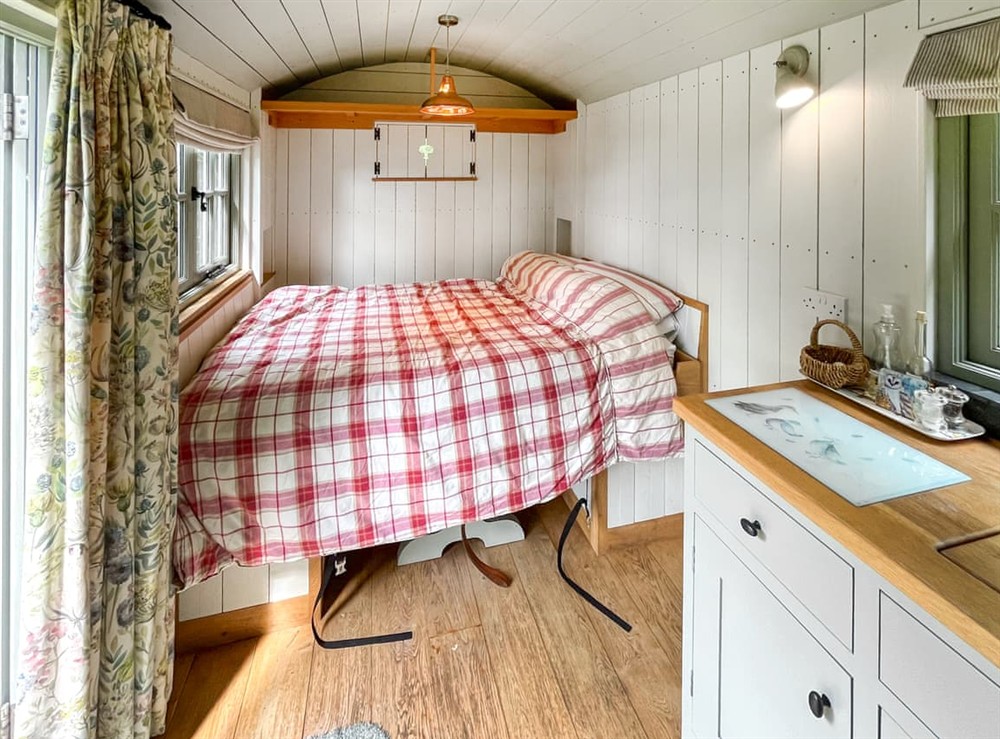Double bedroom at Shepherds Hut in Shadowhurst, near Ashford, Kent