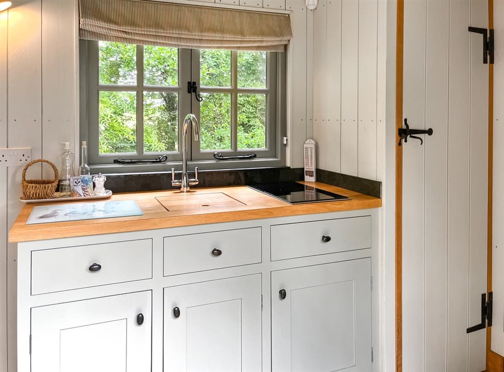 Kitchen area at Shepherds Hut in Shadowhurst, near Ashford, Kent