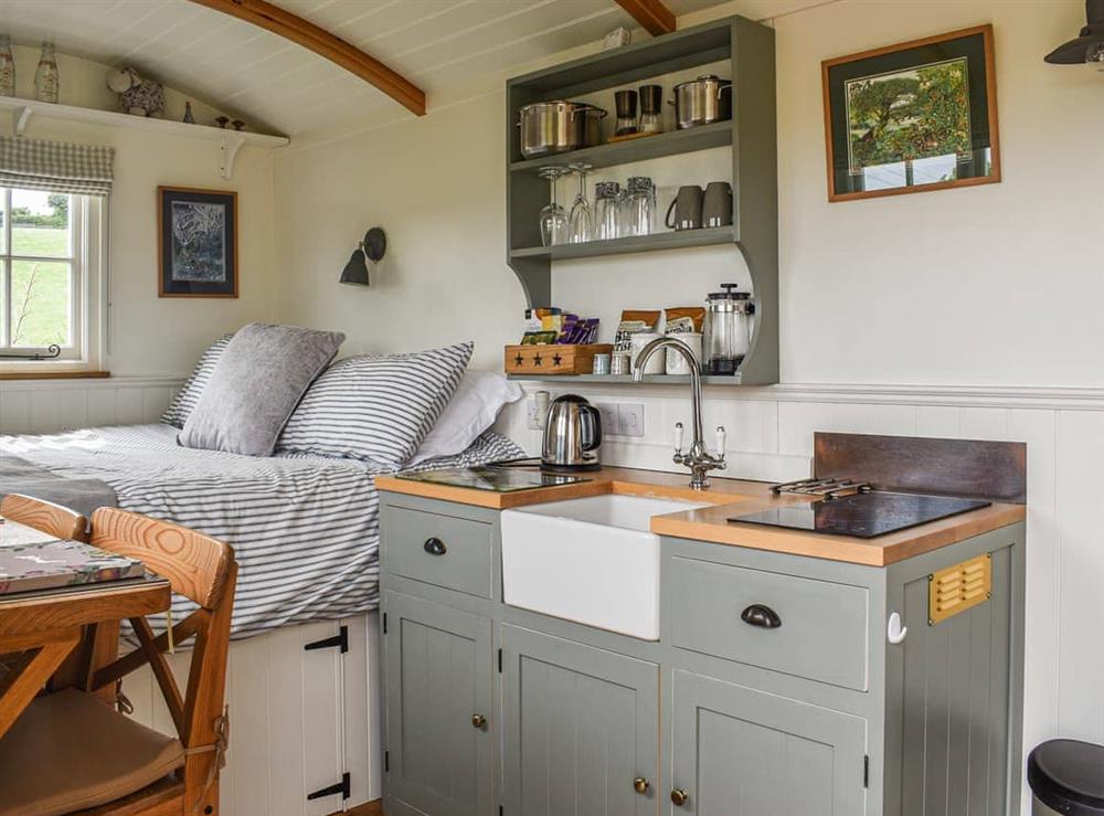 Open plan living space at Shepherds Retreat in Polgooth Village, Cornwall