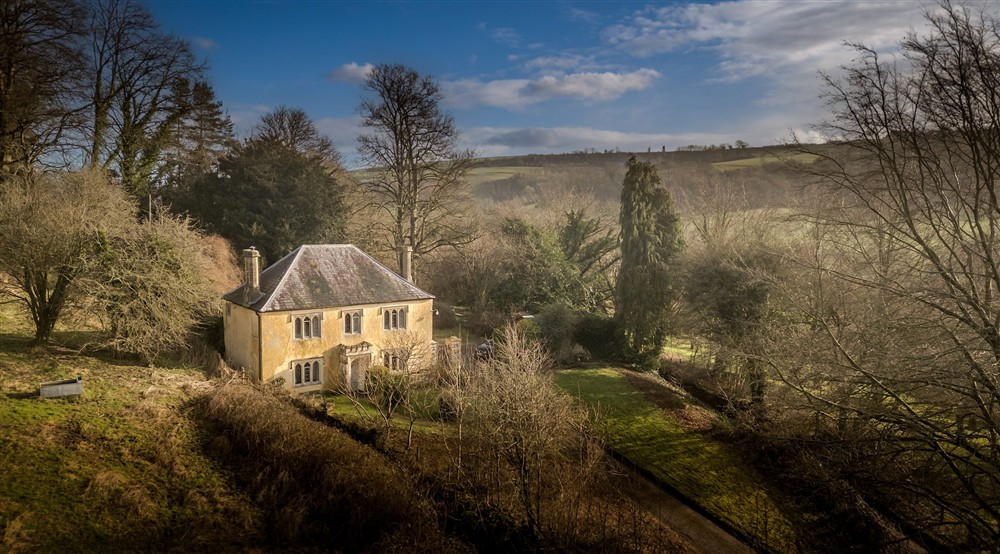 An aerial view of Newark Lower Lodge, Gloucestershire at Sherborne West Lodge in Sherborne, Gloucestershire