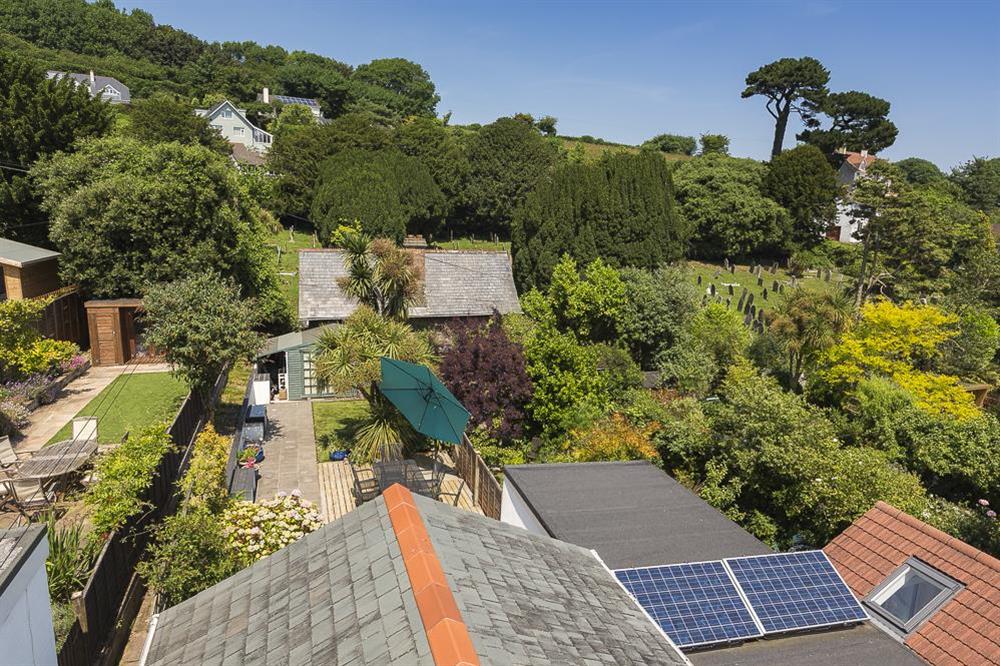 Garden views from the top floor double bedroom at Shipwrights in 11 Coronation Road, Salcombe