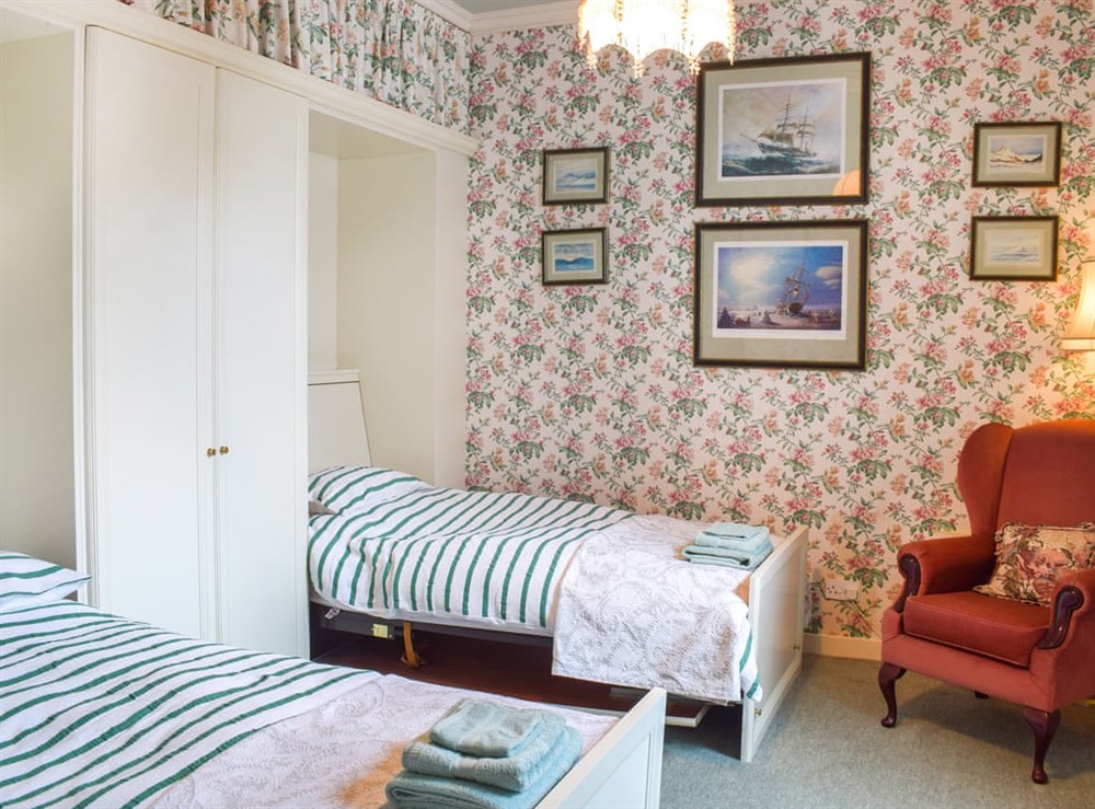 Twin bedroom at Shore Cottage in Ballantrae, Ayrshire