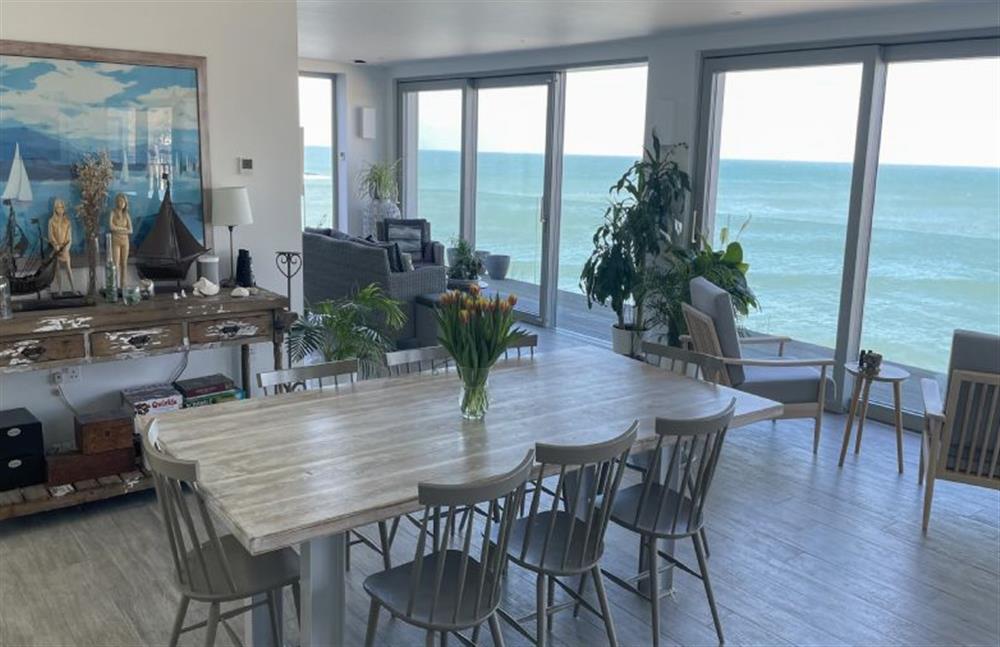 Open-plan dining and sitting area at Shore Edge, Portreath