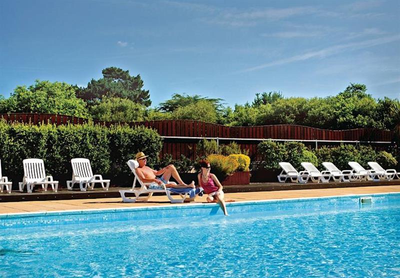 Outdoor heated swimming pool at Shorefield Country Park in Milford-on-Sea, Nr Lymington, Hampshire