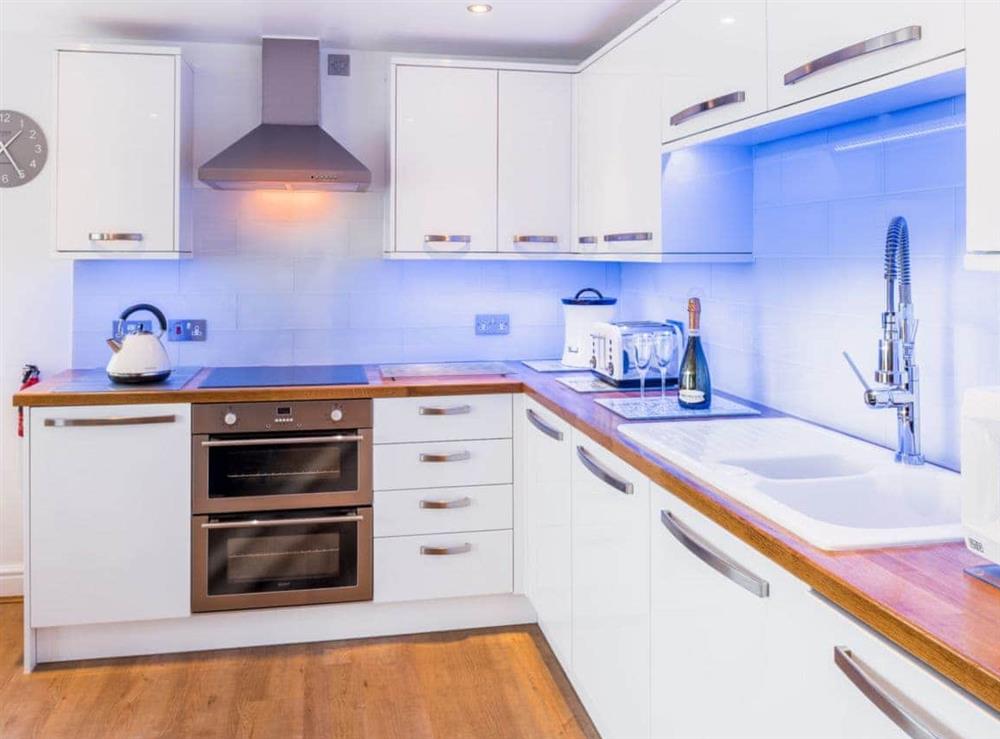 Well equipped kitchen with LED mood lighting at Shoreline in Appledore, Devon