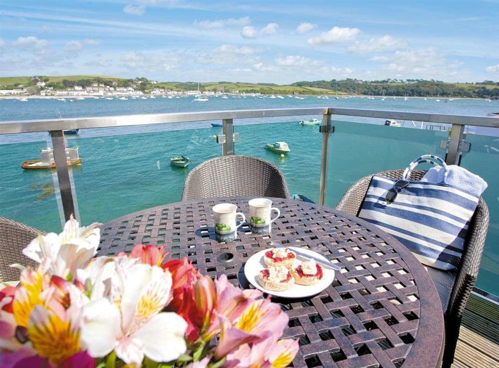 Serve breakfast or lunch on the sunny roof terrace at Shorewaters in Appledore, near Bideford, Devon