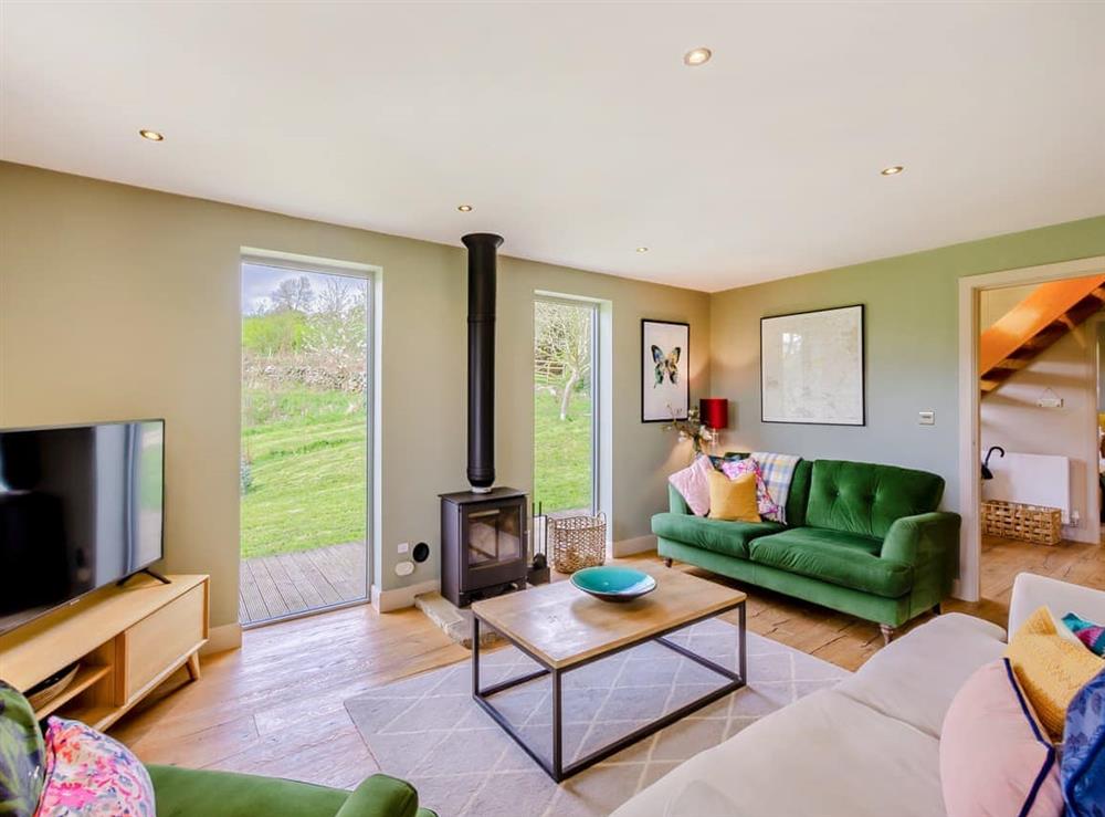 Open plan living space at Silver Birch Lodge in Norwood, near Harrogate, North Yorkshire