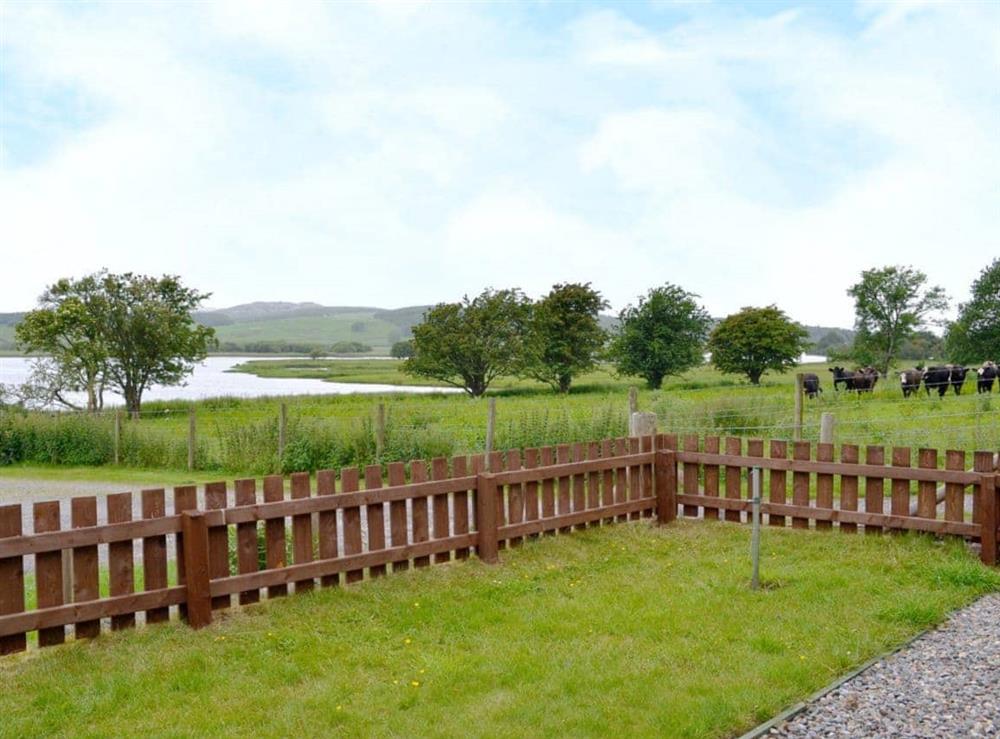 Delightful garden with views of Loch Ken and the surrounding countryside at Silver Dee in Crossmichael, near Castle Douglas, Dumfries and Galloway, Kirkcudbrightshire