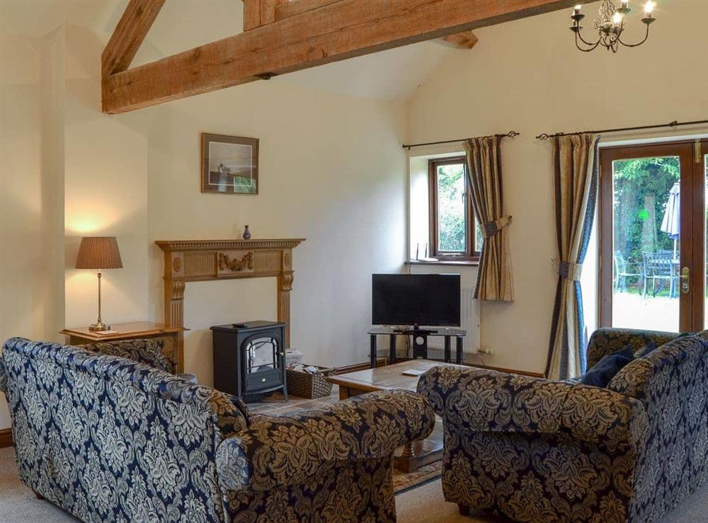 Large comfortable living room at Skimblescott Barn in Much Wenlock, Shropshire., Great Britain