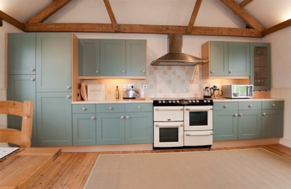 Kitchen area at Skyber Lowen in The Lizard, Cornwall