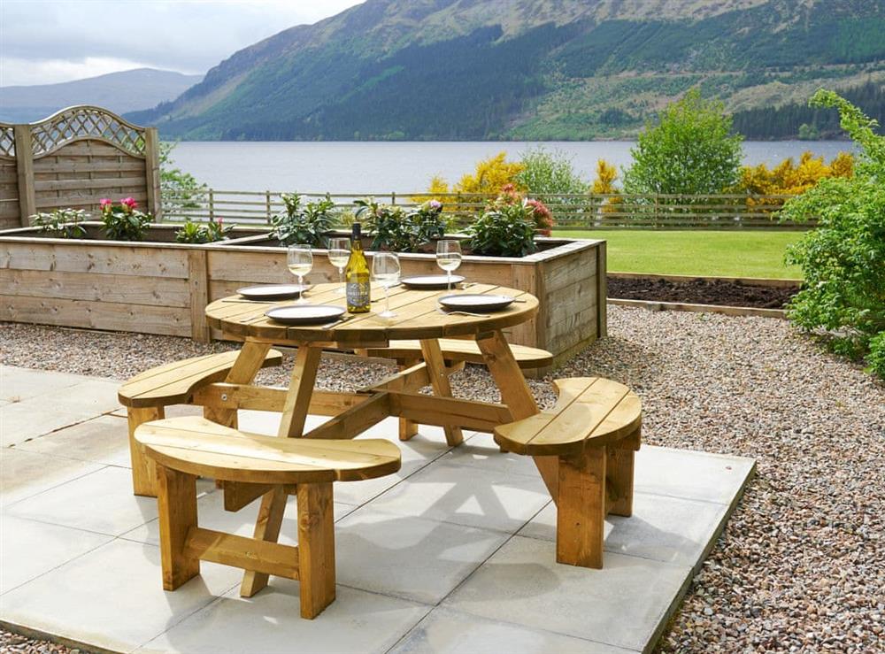 Delightful views from the sitting out area at Skye Fall in Letterfinlay, near Fort William, Inverness-Shire