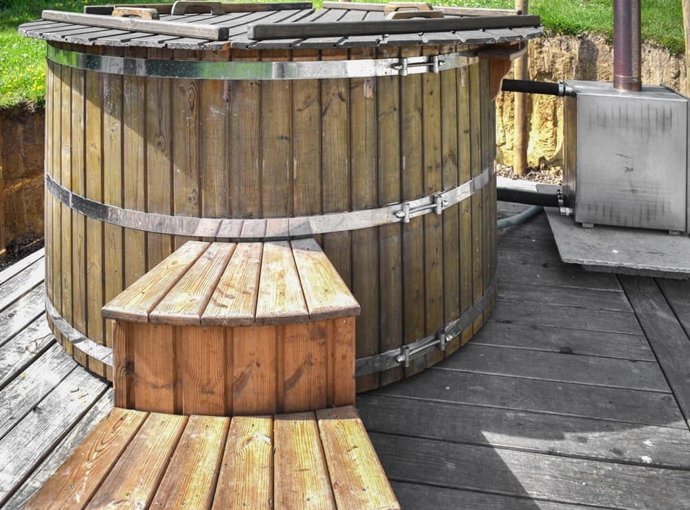 Hot tub at Skylark Yurt in Beaminster, Dorset