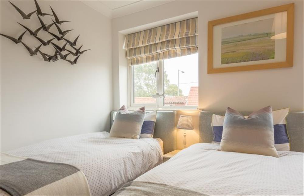 First floor:  Bedroom two, twin beds at Sleepy Gull, Old Hunstanton