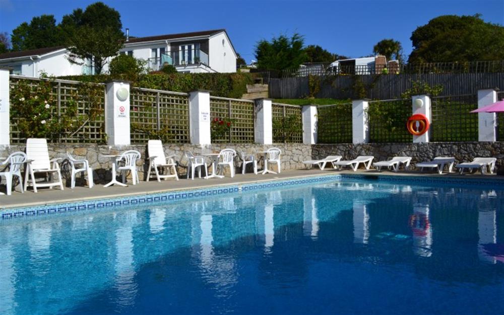 Heated outdoor pool is open from the beginning of May until the end of September - free for guests' use. at Small Ships in Helford Passage