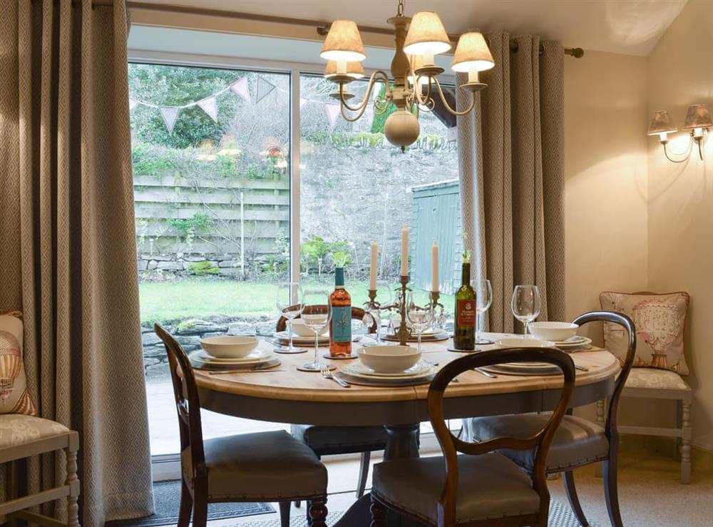 Elegant dining area at Smiddy Cottage in Weem, near Aberfeldy, Perthshire