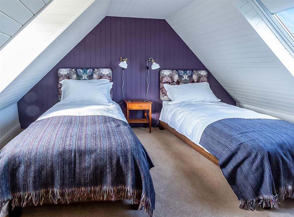Twin bedroom at Smithy Burn Croft in Rogart, Sutherland