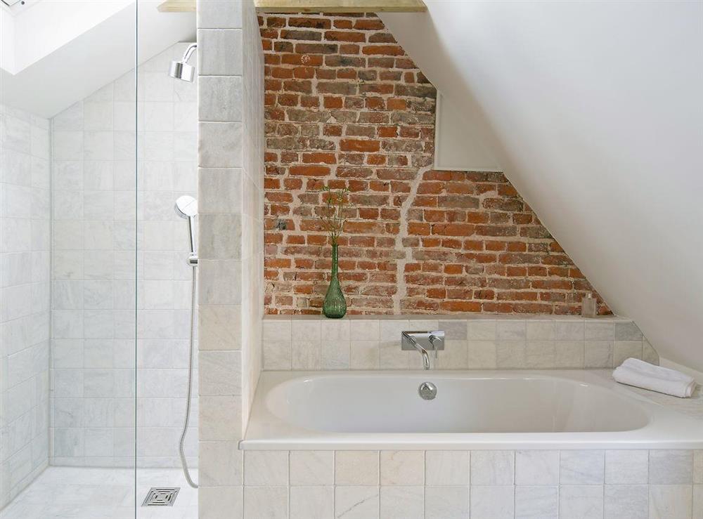 Bathroom, with bath and separate shower cubicle at Smugglers Cottage in Margate, Kent
