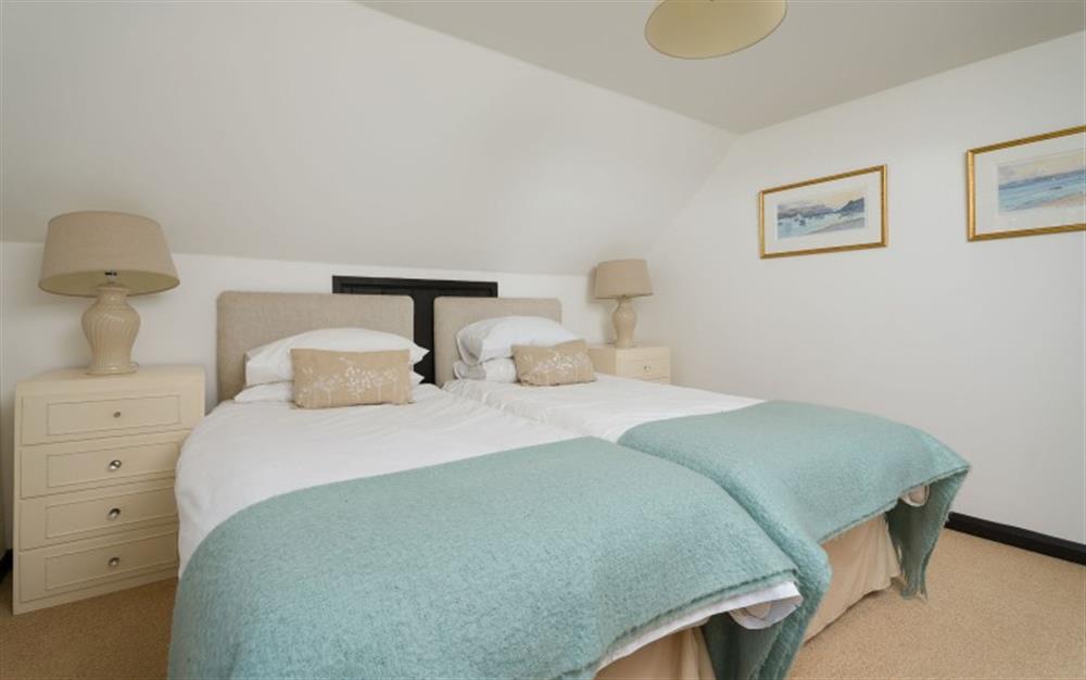 Large twin bedroom  at Smugglers End in Hope Cove