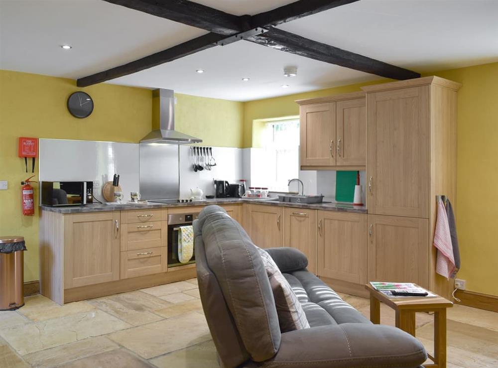 Open plan living space at Snowdrop Cottage in Staveley, near Knaresborough, North Yorkshire