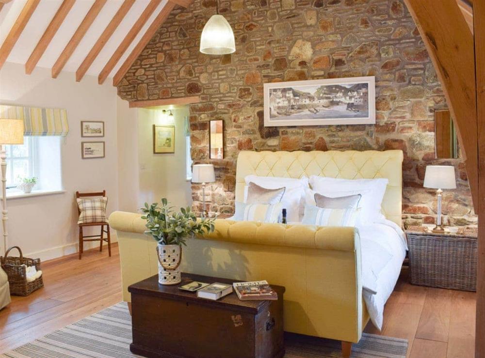 Wonderful double bedroom with beamed ceiling at Soar Cottage in Dihewyd, near Aberaeron, Ceredigion, Dyfed