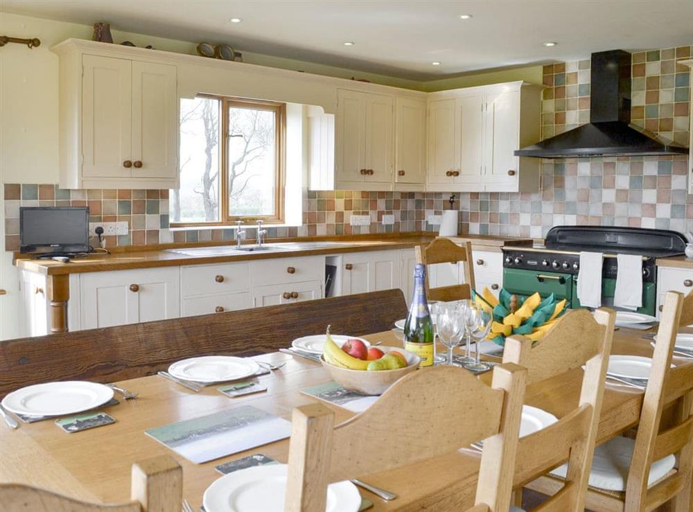 Stylish dining area within kitchen at Solitude in Aberhafesp, near Newtown, Powys