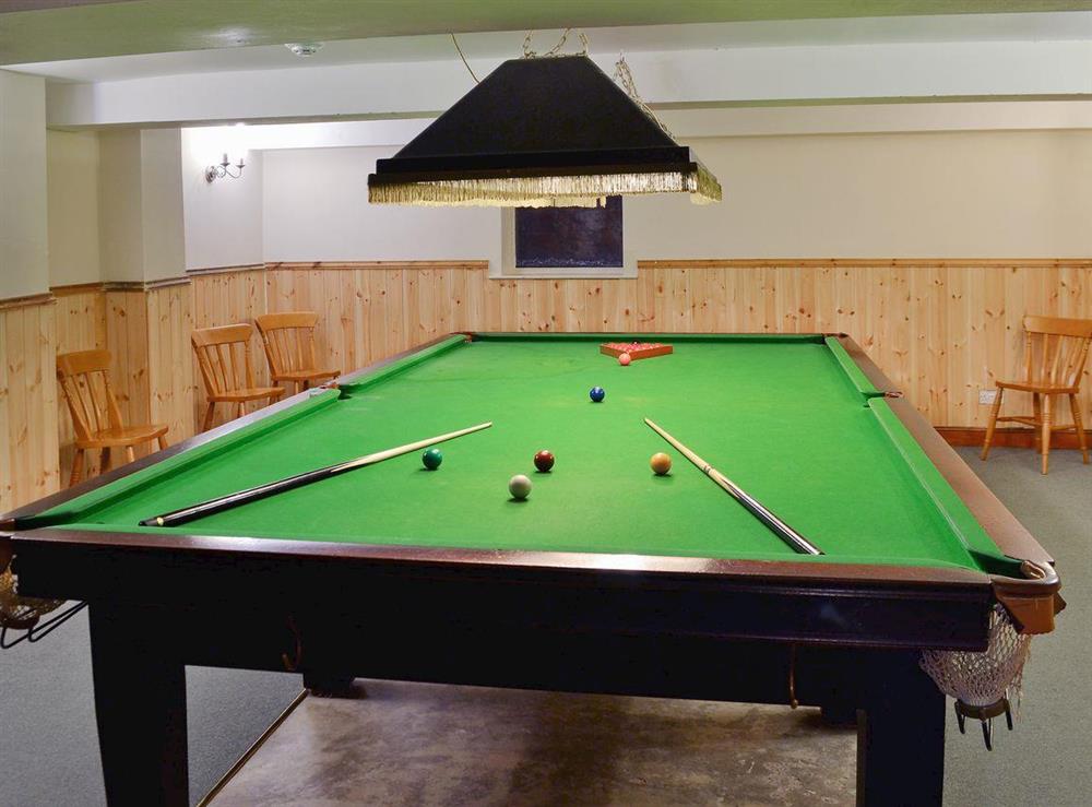 Games room with full sized snooker table at Somersal Farmhouse in Somersal Herbert, Ashbourne, Derbyshire