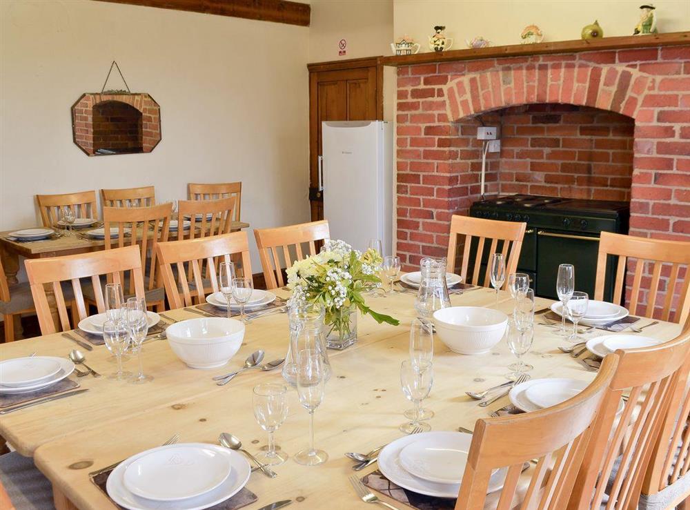 Large dining area at Somersal Farmhouse in Somersal Herbert, Ashbourne, Derbyshire