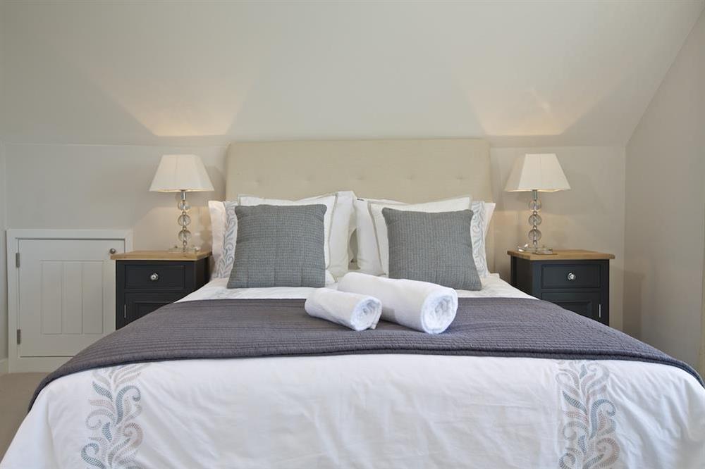 Master bedroom with sumptuous King size bed at Soundings in , Salcombe