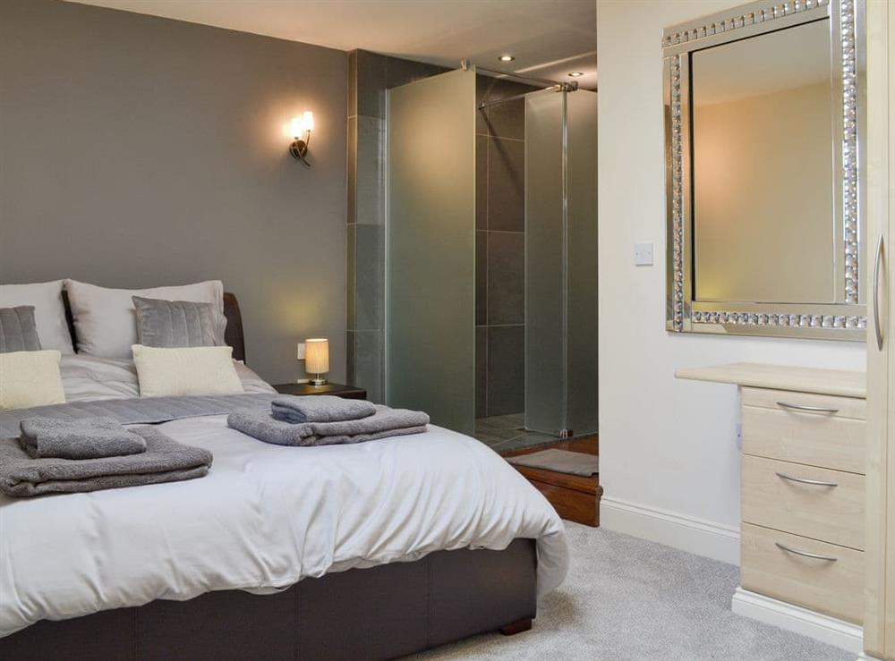 Comfortable double bedroom with en-suite shower at Souterstead in Torver, near Coniston, Cumbria
